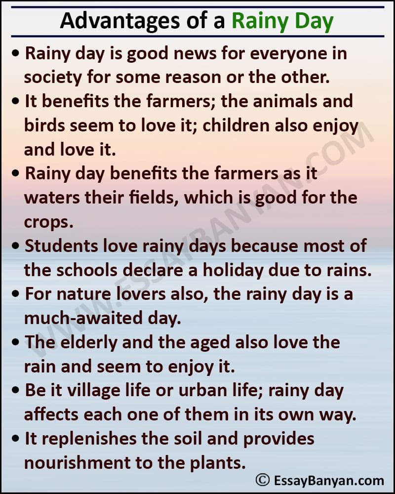 advantages of rainy season essay