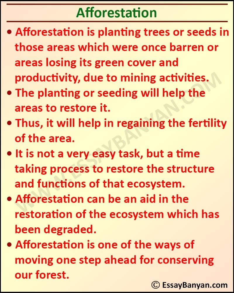 essay on afforestation in 150 words