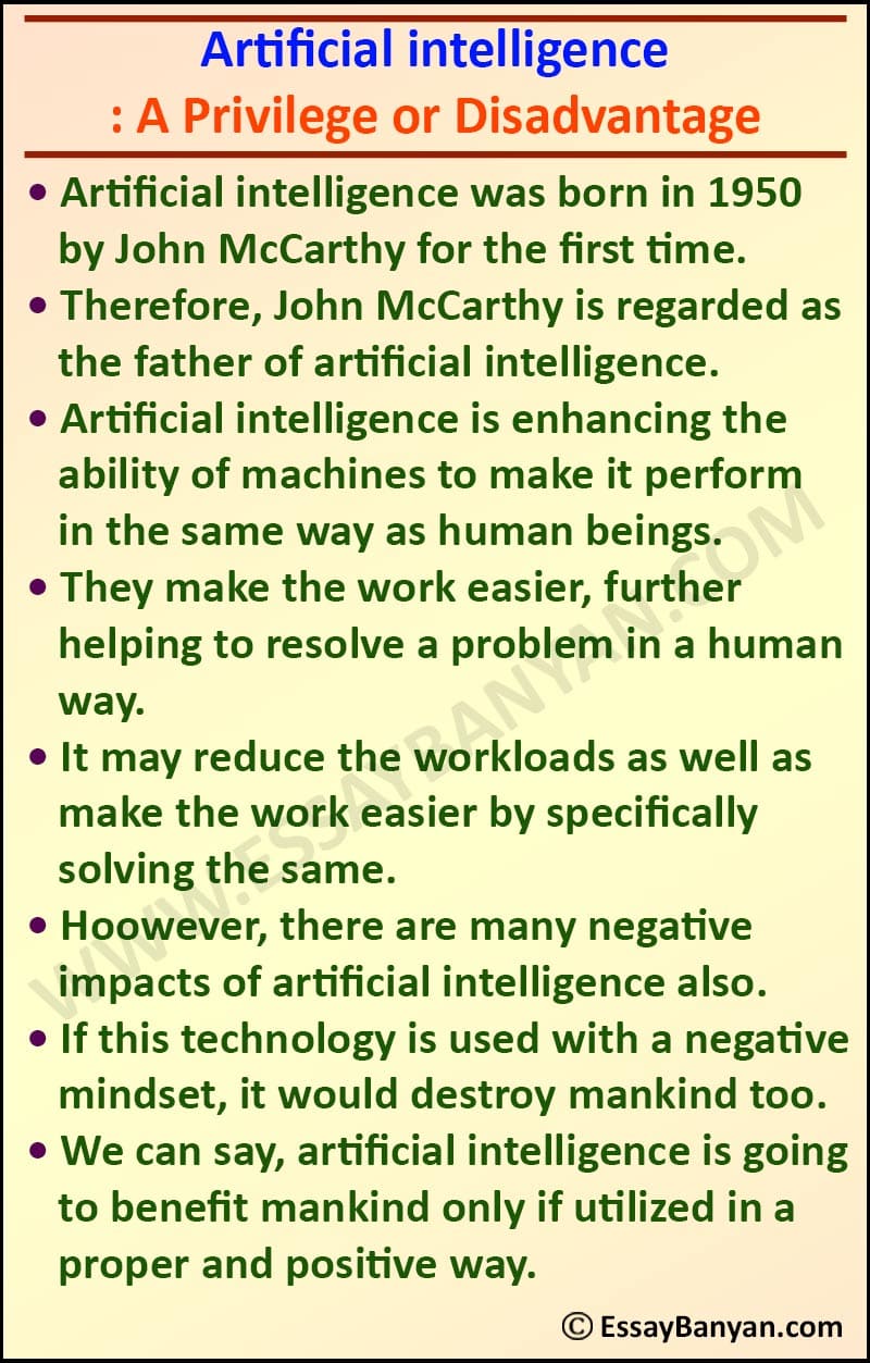 Artificial Intelligence Essay 300 Words