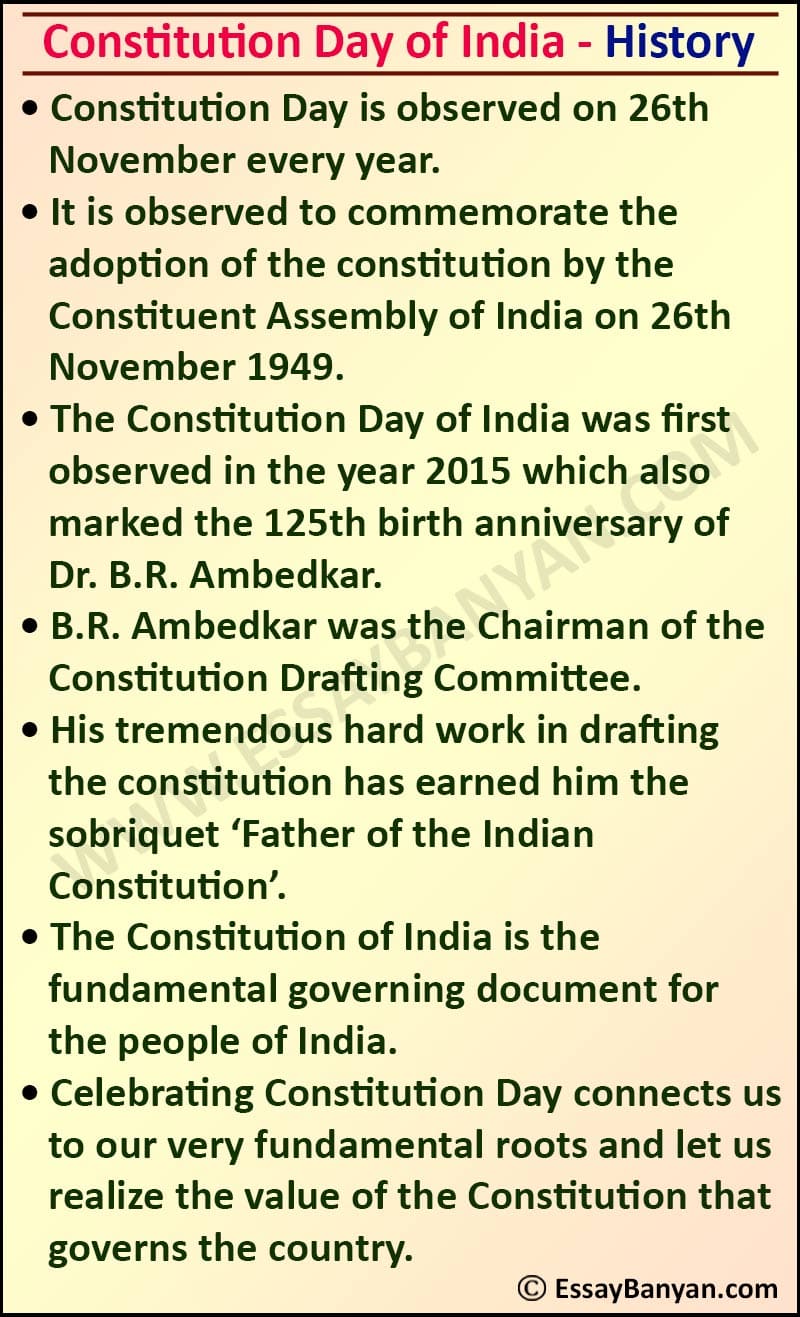Essay on Indian Constitution Day for all Class in 100 to 500 Words ...