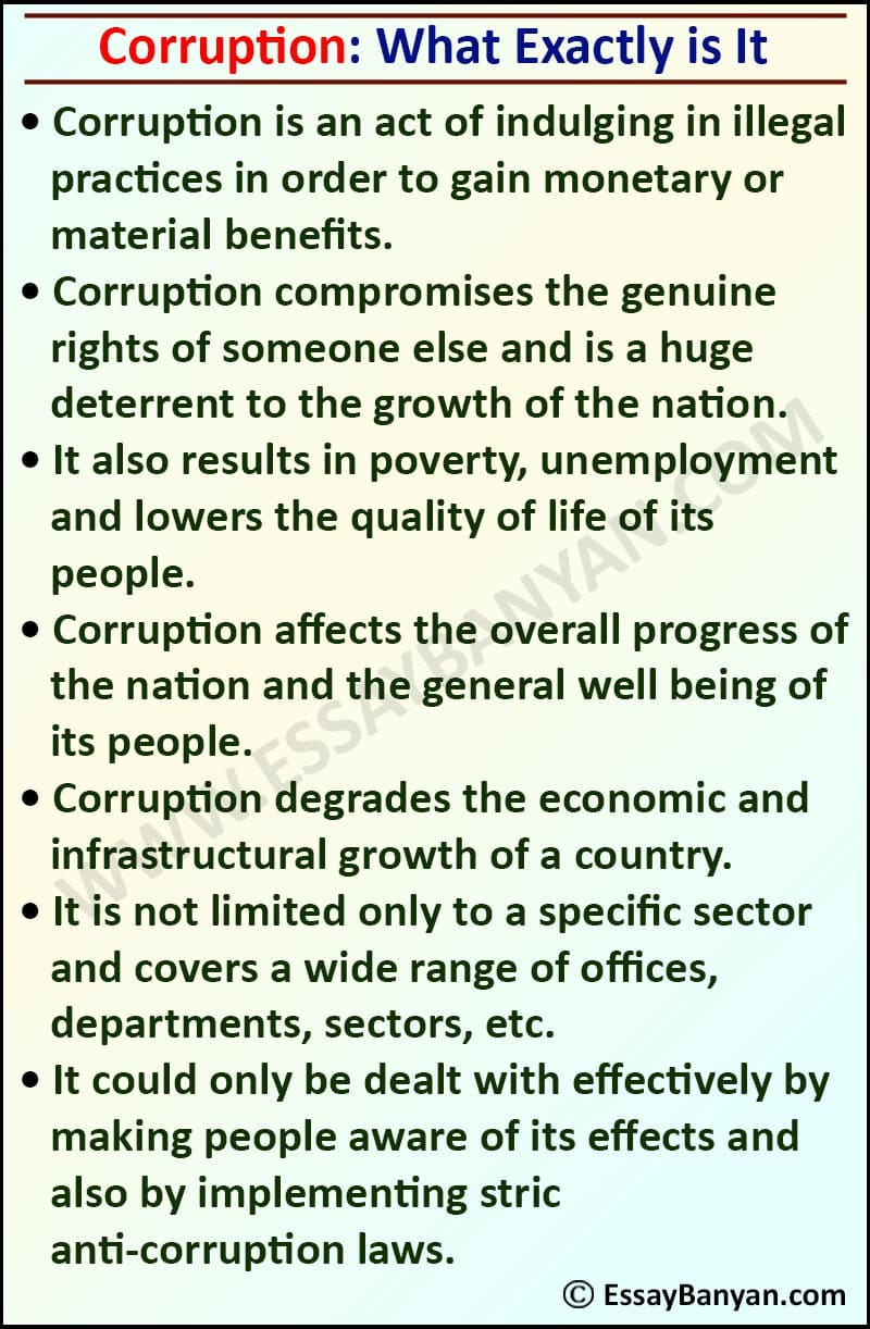 corruption essay main points