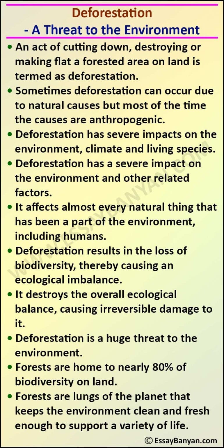 deforestation essay 100 words pdf