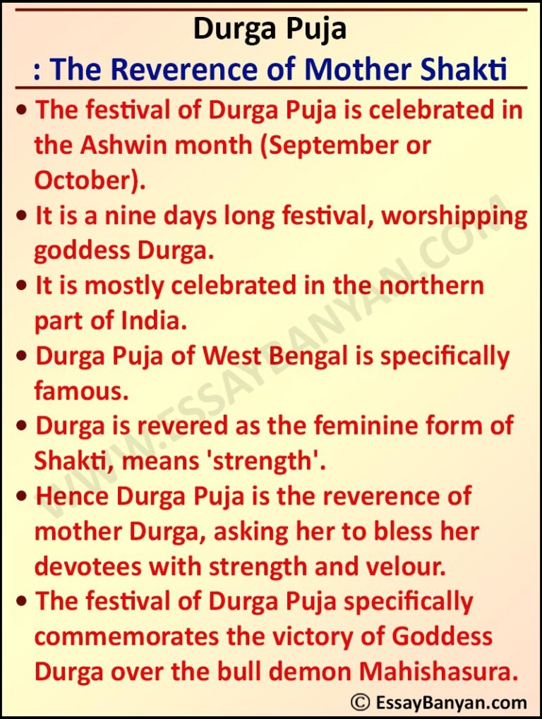 write an essay of durga puja