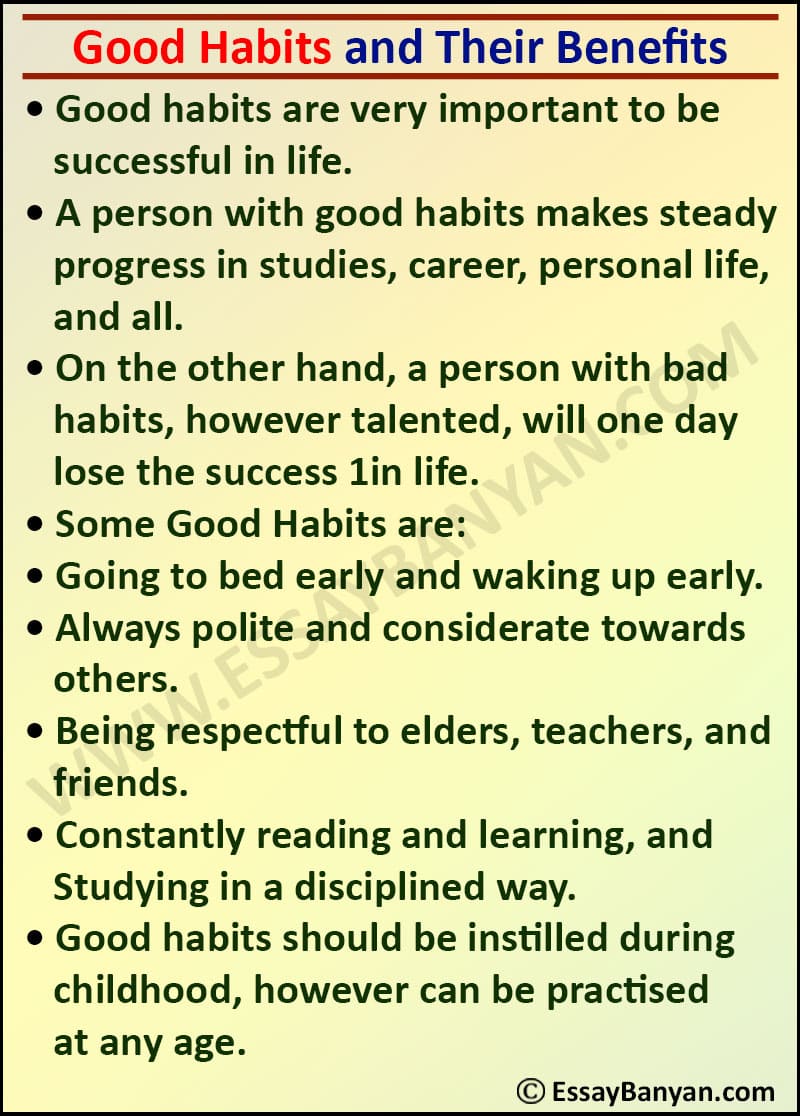 short speech on good habits