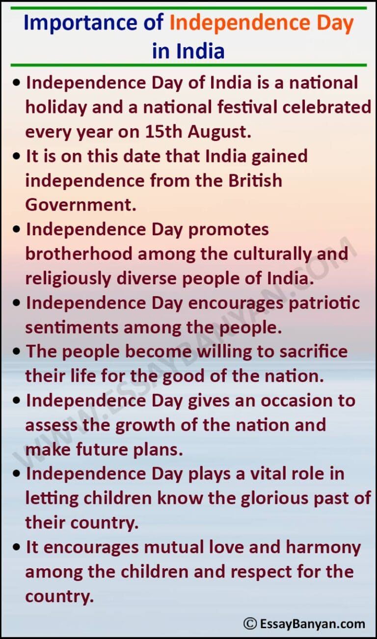 essay on independence of india
