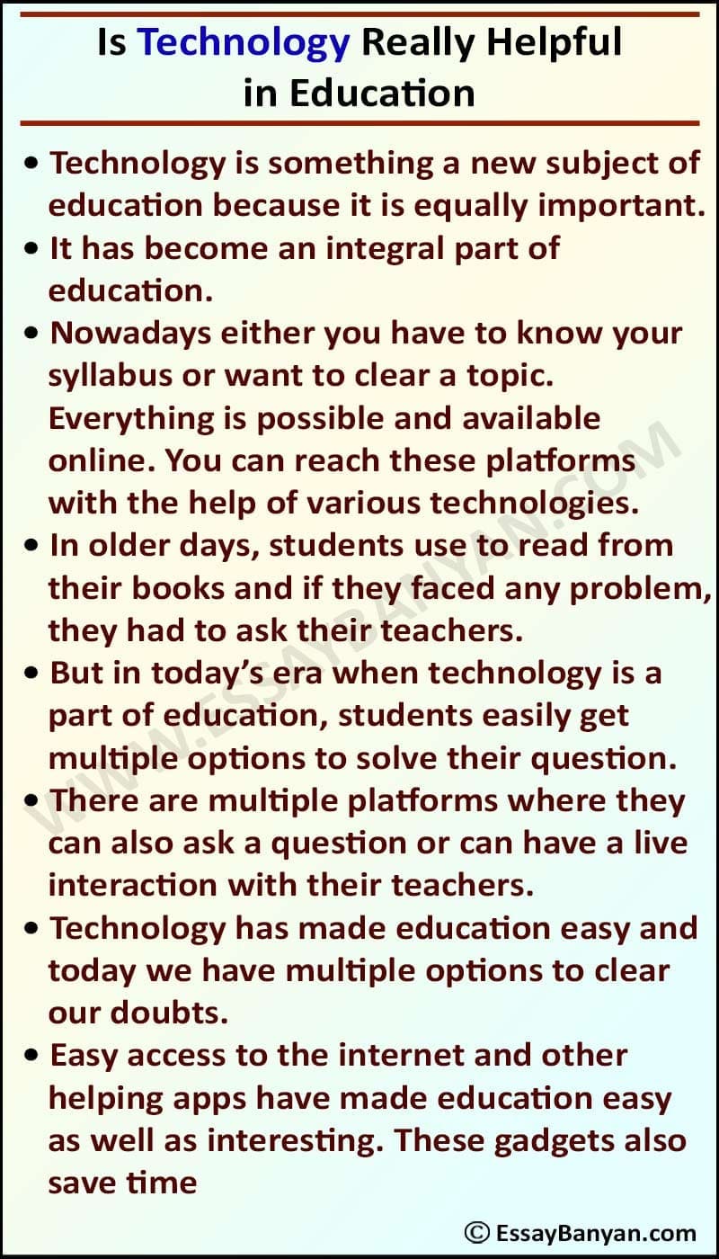 role of technology in school essay