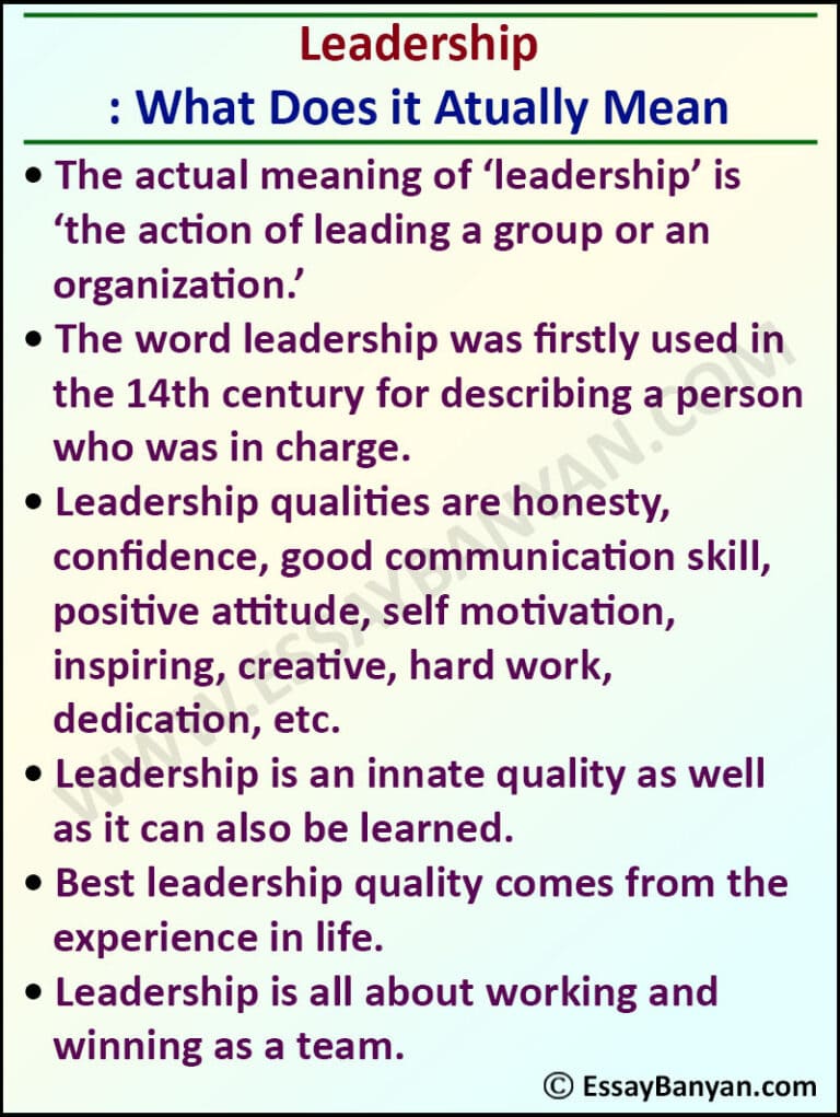 essay on good leadership