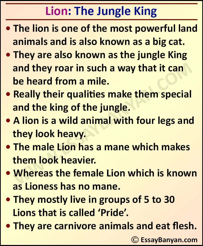 short essay on lion in english