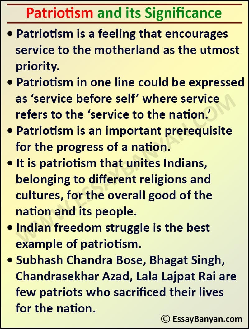 student patriotism essay in english for class 10