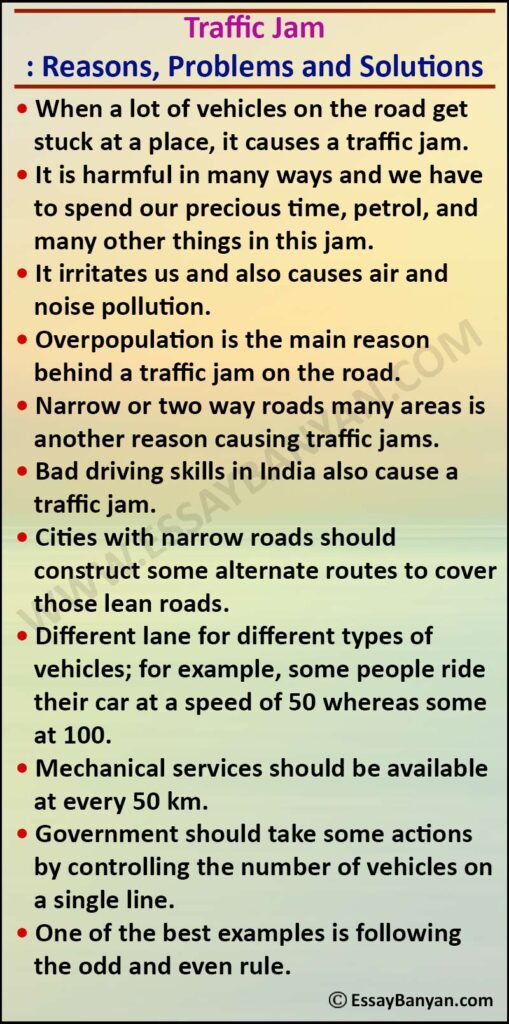 solution for traffic jam essay