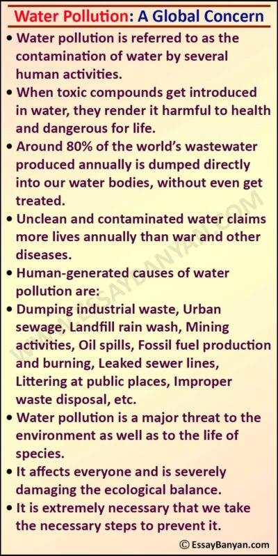 short essay about water pollution