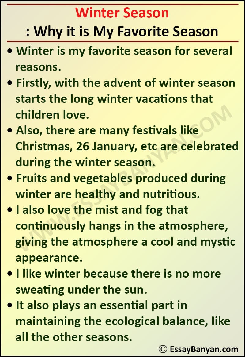 essay on winter season 100 words